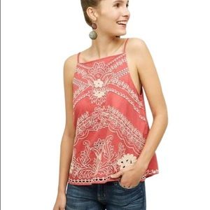 Embroidered pink anthropologie shirt